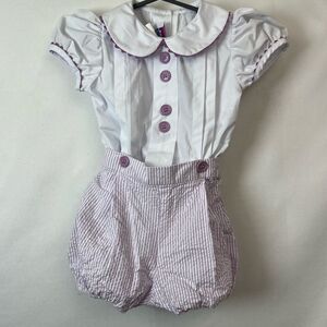 Posh Pickle Purple and White 2 piece searsucker Purple and white bubble set EUC.